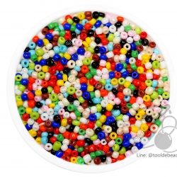 ลูกปัดเม็ดทราย 12/0 โทนด้าน คละสี (450 กรัม) SKU-04066