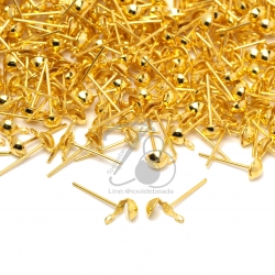 ก้านต่างหู มีห่วง 4*12มม. สีทอง (10 กรัม) SKU-06771