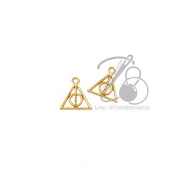 จี้เหล็ก 555 12มม. ลายสามเหลี่ยมวงกลม สีทอง (1 ชิ้น) SKU-09710