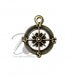 จี้เหล็ก 447 24มม. ลายเข็มทิศ สีสนิม (1 ชิ้น) SKU-06023