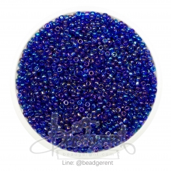 ลูกปัดเม็ดทราย 12/0 โทนรุ้ง สีน้ำเงิน (450 กรัม) SKU-04136