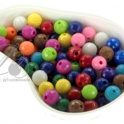 ลูกปัดอะคริลิค 8มม. เจียลูกโลก สีสด (500 กรัม) SKU-06814