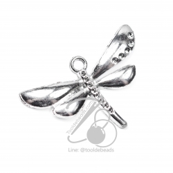 จี้เหล็ก 111 20*35มม. ลายแมลงปอ สีเงิน (1 ชิ้น) SKU-00411