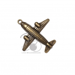 จี้เหล็ก 517 44*47มม. ลายเครื่องบิน สีสนิม (1 ชิ้น) SKU-06572