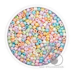 OK Brand ลูกปัดเม็ดทราย 8/0 โทนมุกด้าน คละสี (450 กรัม) SKU-09171