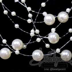 มุกเส้น 8มม. ลายมุกเจ้าสาว สีครีม (1 หลา) SKU-01843