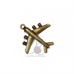 จี้เหล็ก 518 37*39มม. ลายเครื่องบิน สีสนิม (1 ชิ้น) SKU-06573