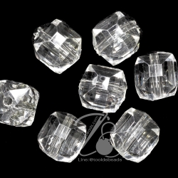 ลูกปัดอะคริลิค 20*23มม. ทรงเหลี่ยม สีใส (500 กรัม) SKU-04655