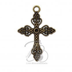 จี้เหล็ก 451 39*51มม. ลายกางเขนลาย สีสนิม (1 ชิ้น) SKU-06027