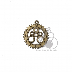 จี้เหล็ก 527 25มม. ลายเกียร์ สีสนิม (1 ชิ้น) SKU-06582