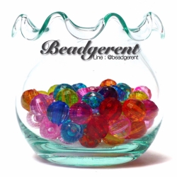 ลูกปัดกลม 8มม. เจียลูกโลก สีใส (500 กรัม) SKU-04821