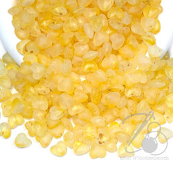 ลูกปัดเนื้อทราย 10มม. ลายหัวใจ สีเหลือง (10 กรัม) SKU-16810