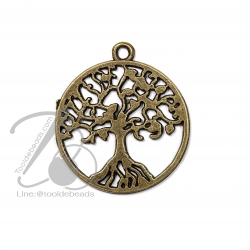 จี้เหล็ก 86 26มม. ลายต้นไม้ สีสนิม (1 ชิ้น) SKU-00932