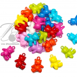 จี้อะคริลิค 22มม. ลายหมีนั่ง คละสีสด (15 กรัม) SKU-04982