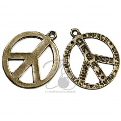 จี้เหล็ก 102 28มม. ลายPEACE มีอักษร สีสนิม (1 ชิ้น) SKU-00373