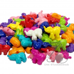 ลูกปัดอะคริลิค 16*20มม. ลายช้าง สีสด (500 กรัม) SKU-07596