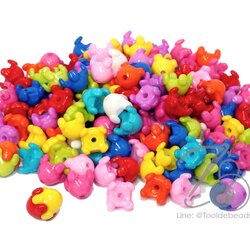 ลูกปัดอะคริลิค 14มม. ตัวประกบไข่กลม คละสีสด (15 กรัม) SKU-05016