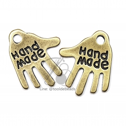 จี้เหล็ก 308 15*19มม. ลายมือhandmade สีสนิม (1 ชิ้น) SKU-00776