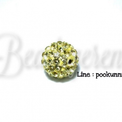 ลูกปัดฝังเพชร 12มม. สีเหลือง (1 ชิ้น) SKU-01587