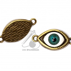 จี้เหล็ก 62 30*16มม. ลายดวงตาสีฟ้า สีสนิม (1 ชิ้น) SKU-00905
