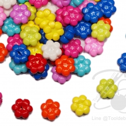 ลูกปัดอะคริลิค 10มม. ลายดอกบ๋วย คละสีสด (15 กรัม) SKU-05004