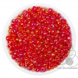 ลูกปัดเม็ดทราย 6/0 โทนรุ้ง สีแดง (450 กรัม) SKU-03910