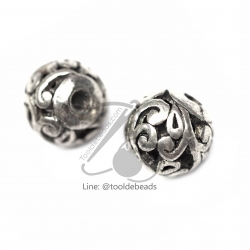 ลูกปัดโรเดียม 165 8มม. ลายกลมฉลุ (1 ชิ้น) SKU-03397