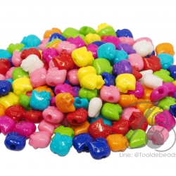 ลูกปัดอะคริลิค 11มม. ลายแมว สีสด (15 กรัม) SKU-05009