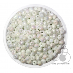 ลูกปัดเม็ดทราย 6/0 โทนมุกด้าน สีขาว (15 กรัม) SKU-03860