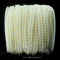 มุกเส้น 4มม. เส้นคู่ สีครีม (25 หลา) SKU-01855