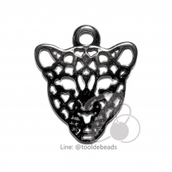 จี้เหล็ก 349 25*29มม. ลายเสือฉลุ สีรมดำ (1 ชิ้น) SKU-00820