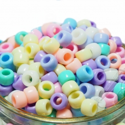 ลูกปัดพาสเทล 8มม. รูกว้าง (225 กรัม) SKU-03031