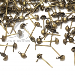 ก้านต่างหู มีห่วง 4*12มม. สีสนิม (10 กรัม) SKU-06770