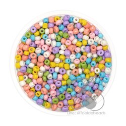 OK Brand ลูกปัดเม็ดทราย 8/0 โทนด้าน คละสีอ่อน (450 กรัม) SKU-08882