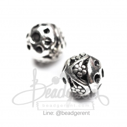 ลูกปัดโรเดียม 41 8มม. ลายกลมฉลุ (1 ชิ้น) SKU-03464