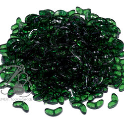 ลูกปัดอะคริลิค 7*14มม. ลายใบไม้คู่ สีเขียวใส (500 กรัม) SKU-14062