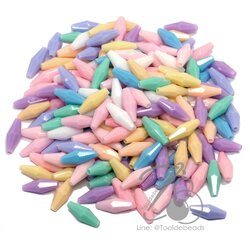 ลูกปัดพาสเทล 6*15มม. ลายเม็ดข้าวแหลม (80 กรัม) SKU-03022