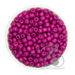 OK Brand ลูกปัดเม็ดทราย 6/0 โทนด้าน สีชมพูมาเจนต้า (450 กรัม) SKU-09145