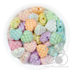 ลูกปัดพลาสติก เคลือบรุ้งหวาน 20มม. ลายหัวใจหยัก คละสี (500 กรัม) SKU-17130