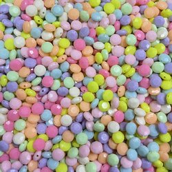 ลูกปัดอะคริลิค 4*7มม. กลมแบนเจีย คละสีหวาน (500 กรัม) SKU-08503