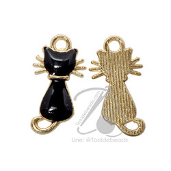 จี้หลากสี 11*20มม. ลายแมว สีดำ (1 ชิ้น) SKU-17602