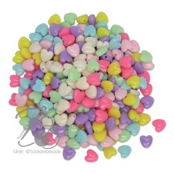 ลูกปัดอะคริลิค 7มม. ลายหัวใจ คละสีหวาน (500 กรัม) SKU-12221