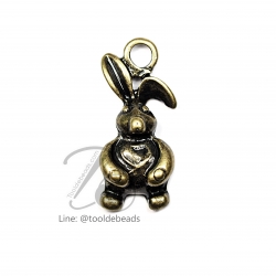 จี้เหล็ก 296 11*26มม. ลายกระต่ายอ้วน สีสนิม (1 ชิ้น) SKU-00763