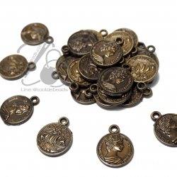 จี้อะคริลิค 20มม. ลายเหรียญใหญ่ สีสนิม (500 กรัม) SKU-03101