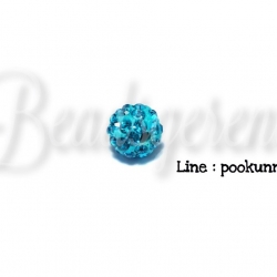 ลูกปัดฝังเพชร 8มม. สีฟ้า (1 ชิ้น) SKU-01607
