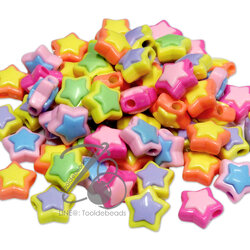 ลูกปัดอะคริลิค ทรงนูน 17มม. ลายดาว สีหวาน (500 กรัม) SKU-14139