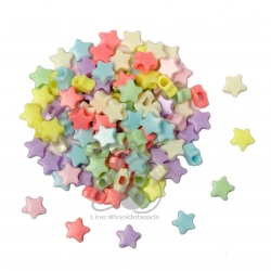 ลูกปัดอะคริลิค 11มม. ลายดาว สีหวาน (500 กรัม) SKU-06631