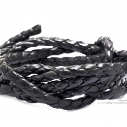 เชือกหนังเทียม แบบถัก 5มม. สีดำ (1 หลา) SKU-00825