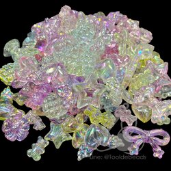 ลูกปัดอะคริลิค 6-35มม. คละลาย เคลือบรุ้งAB (500 กรัม) SKU-18195