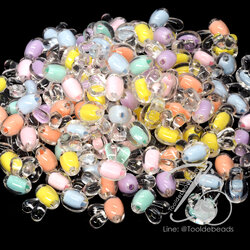 ลูกปัดอะคริลิค 16มม. ลายกระต่ายสอดไส้ คละสีใส (500 กรัม) SKU-13379